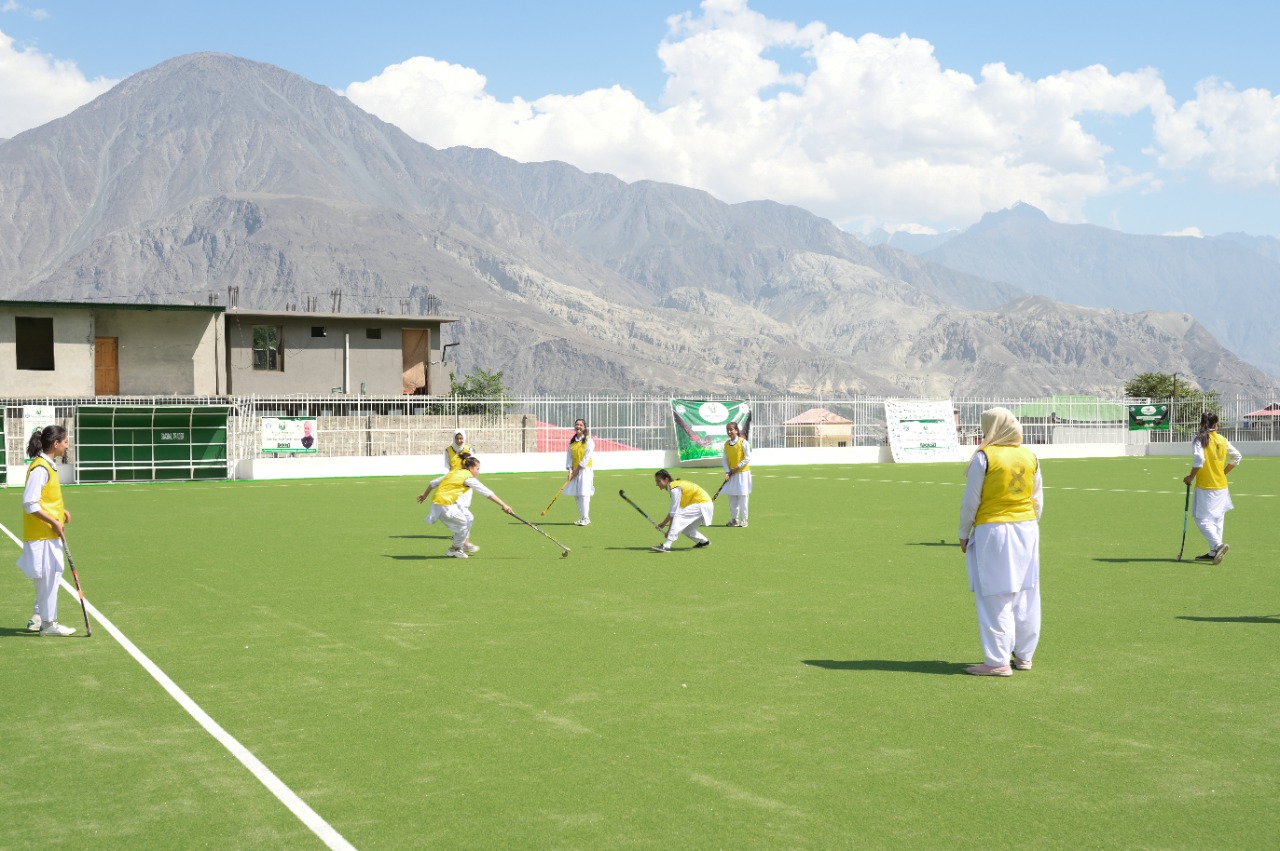 The enthusiastic participation of women in hockey trials under Prime Minister Talent Hunt Sports League held in Gilgit-Baltistan.